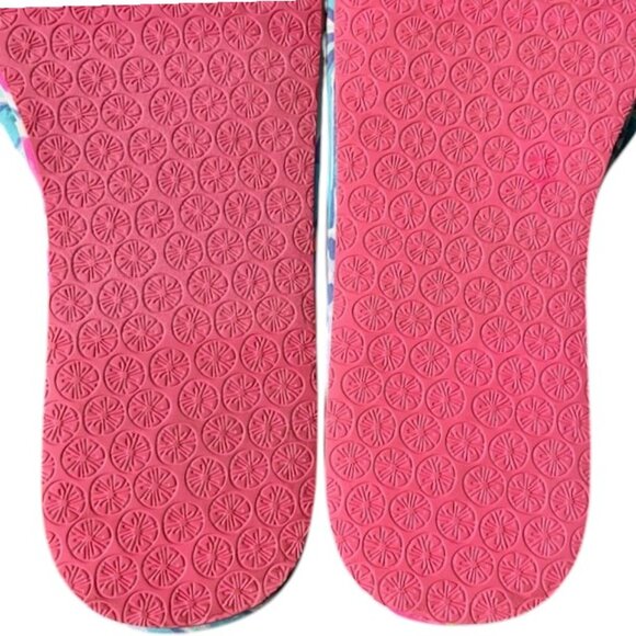 Lilly Pulitzer Pool Slippers in Sea Glass Aqua/Rainforest Retreat - L/XL - Picture 7 of 9